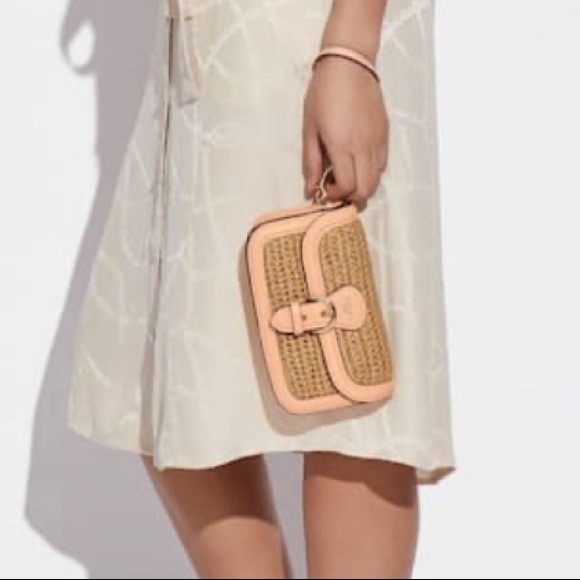 RARE🔥Authentic COACH Leather/suede/Straw flap logo Crosby/shoulder/wristlet bag - Picture 16 of 16